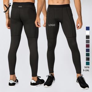 Pantalons de sport pour hommes en gros avec poche zippée, entraînement, évacuation de l'humidité, séchage rapide, haute élasticité, compression - Product Image 1