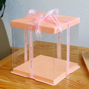 Transparent Clear <b>Plastic</b> Square Cake Packaging <b>Box</b> for Wedding Pop Bakery Cake <b>Display</b> Paper Boxes Embossing Varnishing Food - Product Image 3