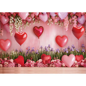 Fundo Fotográfico para o Dia dos Namorados, Rosa, Balão de Amor, Personalizável para Aniversários, Casamentos, Banner para Festa de Noivado - Product Image 2
