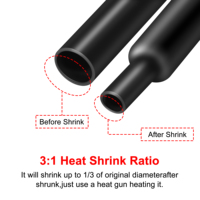 Tube thermorétractable 3:1 en PE, kit d'enroulement de câbles électriques étanche avec colle pour une fixation et une isolation faciles des fils, noir et rouge