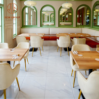 Ensemble de table et de chaises de style moderne et élégant, en bois, avec revêtement en velours, pour café, restaurant, banquette, mobilier pour café