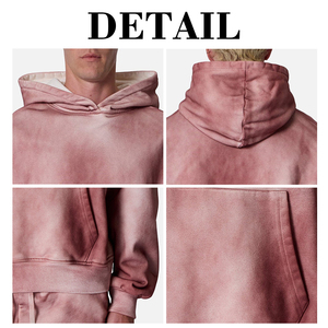 Custom cotton fleece Dirty Washed Hood Pullover Sweatshirts Hip Hop Design Men's Vintage Hoodie Factory Wholesale - Product Image 6
