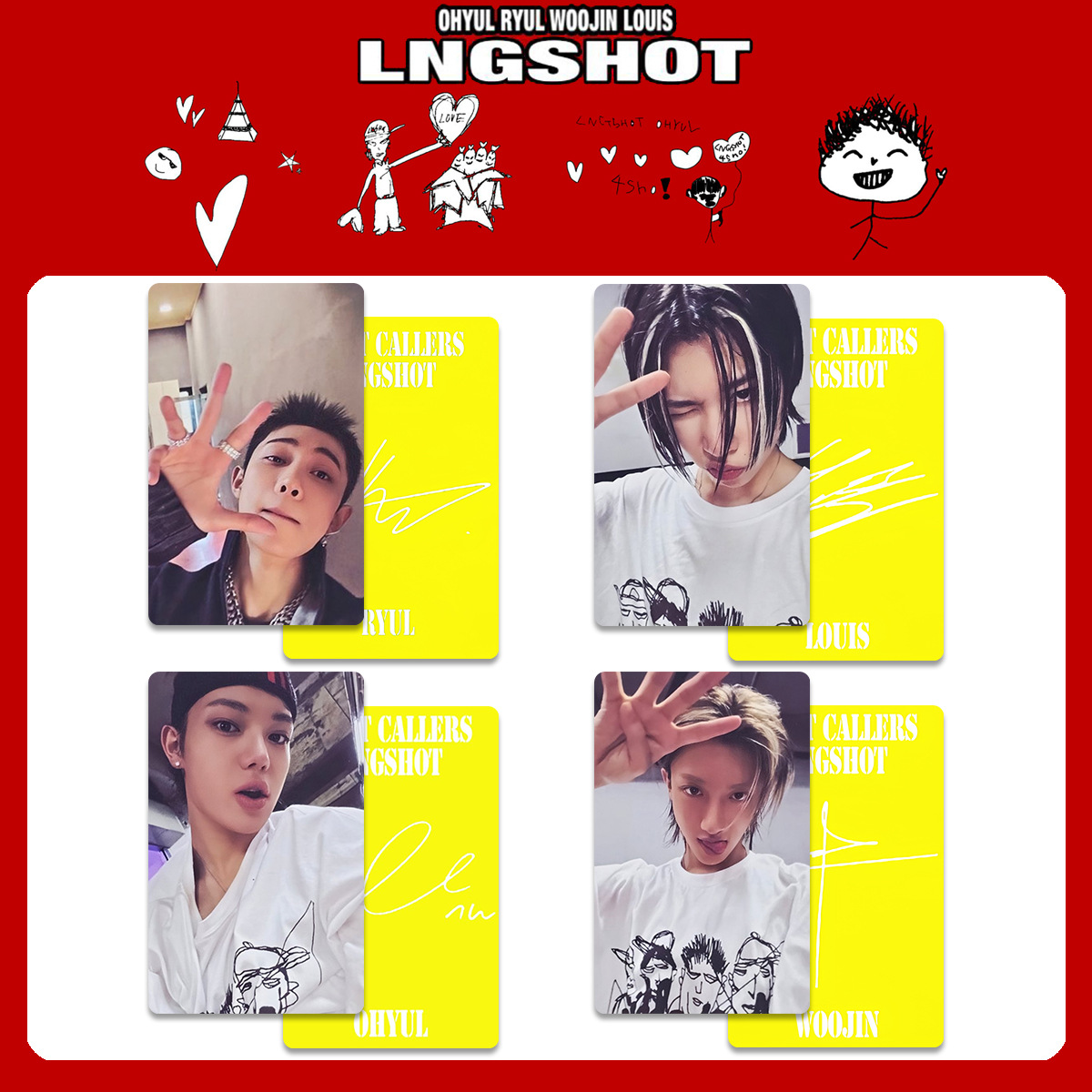 4Pcs LNGSHOT 1st Album SHOT CALLERS K4 Special Card POP-UP Store