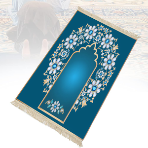 Tapis <span class=keywords><strong>de</strong></span> prière portable conçu sur mesure pour adultes, tapis en polyester épais et moelleux à pampilles direct d'usine pour l'islam et les musulmans turcs - Product Image 3