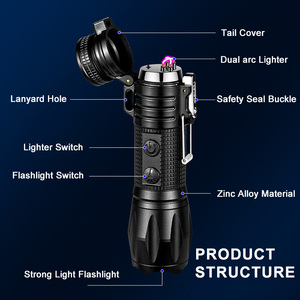 Chiến thuật đèn pin Flameless Windproof làm cho lửa hồ quang đôi Plasma điện nhẹ hơn đốt cháy thuốc lá USB Survival bánh <span class=keywords><strong>Torch</strong></span> - Product Image 3