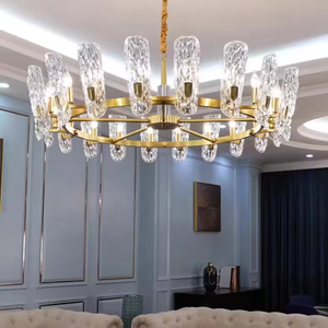 Lustre doré éclairage de plafond hôtel centre commercial salon luxe asfour lustres modernes en cristal - Product Image 4