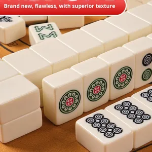 Tuiles de Mahjong pour usage domestique, finition polie à la main, tailles grande/moyenne/petite, sans défauts, couleur unie, 40mm 42mm, ivoire/couleur unie, ensemble complet - Product Image 3