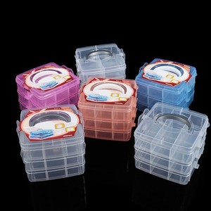 Three Layer Detachable Transparent Plastic Storage Box With Lid And Compartments Stackable For Jewelry Organizing - Product Image 2