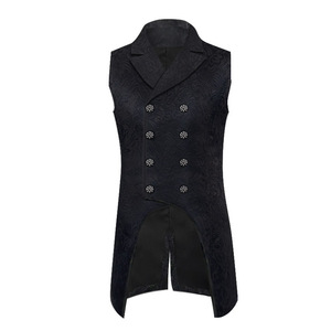 Chaleco Medieval Unisex, Chaqueta sin Mangas, Jacquard Steampunk, Chaleco de Cosplay, Esmoquin, Doble Botonadura, Corte Entallado, Abrigo Largo Victoriano - Product Image 3