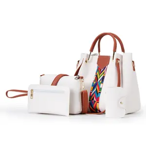 Conjunto de bolsa carteiro feminino, conjunto multifuncional de bolsa feita em couro sintético de poliuretano com alça carteiro e alça de mão