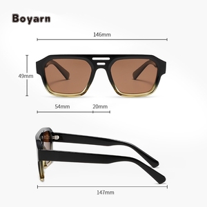 Occhiali da sole Boyarn Cool Shades Pilot Square <span class=keywords><strong>TR</strong></span> & acetato realizzati con occhiali da sole da uomo a forma di doppio ponte - Product Image 4