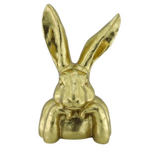 تماثيل أرنب بلاستيكية مطلية بالبلاتين والذهب تمثال أرنب ذهبي لديكور عيد الفصح - Product Image 1