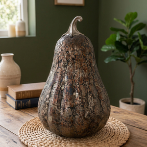 Decoración de Calabaza Bohemia de Poliresina con Lámina Plateada, Adorno de Mesa de Calabaza de Otoño de 6 Pulgadas para Decoración del Hogar y Sala de Estar en Acción de Gracias - Product Image 2