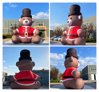 Modèle d'ours de Noël gonflable personnalisé, décoration de Noël, mascotte gonflable imperméable, ours de Noël gonflable géant de 7 m, ours de Noël gonflable de dessin animé