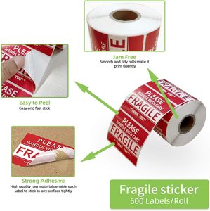 300 Etiquetas Adhesivas de PVC Impermeables con Aviso de Frágil, para Cajas de Envío, 'No Presionar', Etiquetas de Embalaje - Product Image 3