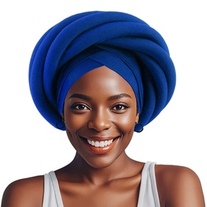Chapeau de fête africain Gele Hijab de luxe pour demoiselles d'honneur, en polyester respirant, pour toutes les saisons, pour femmes F066 - Product Image 2