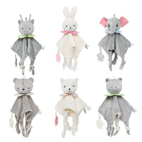 Couverture de sécurité pour bébé, poupée de sommeil pour nouveau-né, jouet en peluche à motif animal, fibre de polyester super douce, 27x27cm