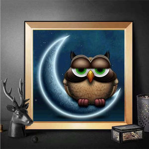 LS per bambini 5D Kit di pittura di diamanti con cornice cartone animato gufo pieno diamante mosaico tela con disegno stampato per bambini divertimento - Product Image 2