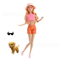 Lot de 5 tenues de poupée de mode de 30 cm cousues à la main pour l'été, décontractées, pour fêtes, plage, défilés de mode, avec chapeau, lunettes de soleil et chien de compagnie
