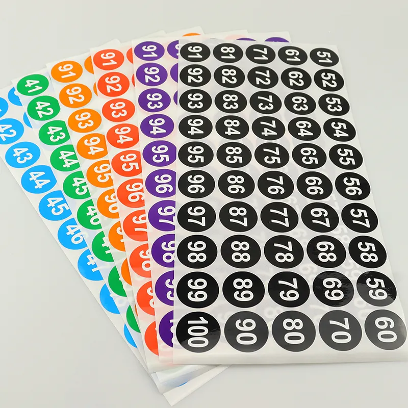 Étagère de table armoire marqueur autocollants étanche numéros colorés autocollants ronds "marque" "numéro" "numéro de travail" étiquette