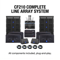 Système audio professionnel CHORDIO CF210 Line Array, configuration complète de sonorisation PA pour les installations de lieux de culte et d'églises