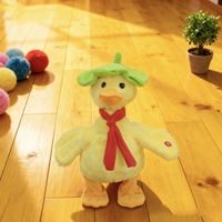 Peluche de canard électrique en forme de feuille de lotus, parlante, marchant, chantant, musicale, mignonne, amusante, interactive, pour enfants, cadeau