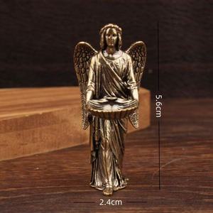 Figurine d'ange en laiton, sculpture de personnage, ornement d'ange gardien avec ailes, 1 pièce - Product Image 2