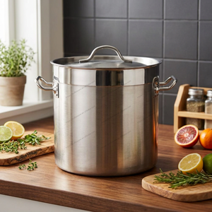 หม้อสแตนเลสเหนี่ยวนำพร้อมฝาปิดหม้อ6L-106L รูปทรงกลมขนาดใหญ่ใช้ในเชิงพาณิชย์ - Product Image 1