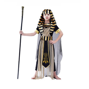 Costume de Fête de Luxe Baige pour Enfants : Robe de Fête Fantaisie pour Garçons et Filles, Déguisement de Pharaon Égyptien, Taille Personnalisée - Product Image 1