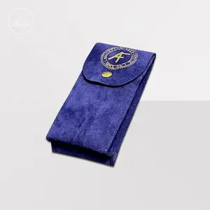 Sacchetto di alta e velluto blu marsupio personalizzato logo in pelle scamosciata per gioielli marsupio orologio da cintura cinturino sacchetto di imballaggio