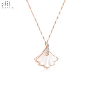 Hong Kong Supplier Natural White Mother-of-Pearl With Natural Diamond Necklace 18K Rose Gold Pendant Necklace For Women's Gift - Product Image 2