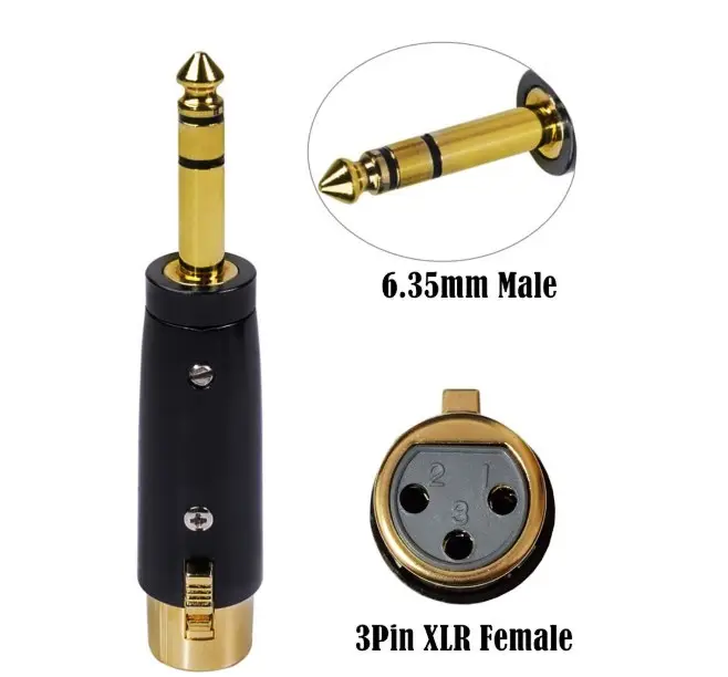 6.35mm TRS Male to XLR Female Adapter 1/4 Inch TRS Stereo Jack Plug Balanced Cable Adapter Black OEM Power Connector DIN CN;GUA