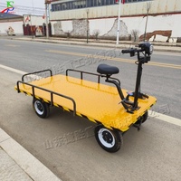 Chariot de transport électrique à 4 roues avec garantie d'un an, chariot à plateforme à batterie pour entrepôt, usine, logistique