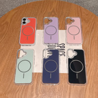 Coque transparente anti-jaunissement pour iPhone 17 Pro Max 16 15 14 avec anneau magnétique métallique pour objectif, pare-chocs électroplaqué et couleurs contrastées