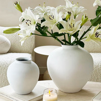Vase en céramique blanche, moderne, minimaliste, rond, décoratif, pour fleurs, décoration de la maison, centre de table pour salon, salle à manger