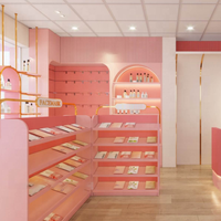 Conception de boutique de cosmétiques, éclairage LED moderne personnalisé, comptoirs de présentation, tables de maquillage, systèmes d'étagères de vente au détail