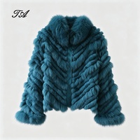 Veste en fourrure de renard véritable Tyan Winter, couleur turquoise, manches longues, doublure lisse, réversible, manteau en fourrure de lapin naturelle pour femmes