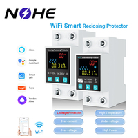Disjoncteur intelligent WiFi Tuya 63A avec moniteur d'énergie électrique, réenclenchement, télécommande et protection contre les surtensions et surintensités