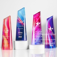 Trophée d'entreprise haut de gamme en cristal créatif, médaille personnalisée couleur, production de trophées commémoratifs en verre sur support