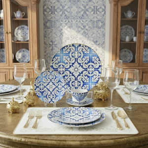 Vajilla <span class=keywords><strong>de</strong></span> Porcelana Blanca y Azul Mediterránea <span class=keywords><strong>de</strong></span> Lujo, Platos <span class=keywords><strong>de</strong></span> Cerámica con Borde Dorado, Taza <span class=keywords><strong>de</strong></span> Café, Vajilla <span class=keywords><strong>de</strong></span> Porcelana Fina al por Mayor - Product Image 5