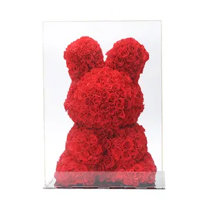 New Type Real 2-3cm Preserved Rose Luxury Valentine Day Gift Long lasting Real Rose Rabbit