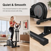 Elliptique compacte 4,5 kg avec volant d'inertie, entraînement par courroie, écran LCD, compteur manuel, moniteur de fréquence cardiaque, pour entraînement à domicile