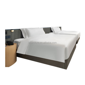 Nordic Style 3 Star Hotel Guest Room Set King Bed Frame with Solid Wood <b>Headboard</b> & Nightstand Hotel Project Furniture Supplier - Product Image 3