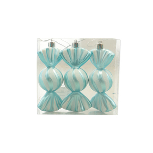 ENSEMBLE DE 3 PENDENTIFS EN FORME DE BONBON, BLEU/BLANC, 11,5X4, H. 12CM - Product Image 1