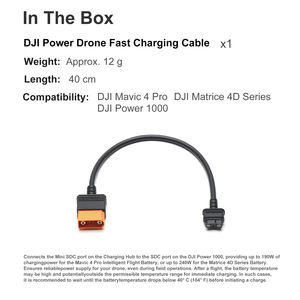 Accessoires pour drone <span class=keywords><strong>DJI</strong></span> <span class=keywords><strong>Mavic</strong></span> 4 <span class=keywords><strong>Pro</strong></span> Câble d'alimentation de 40 cm jusqu'à 190W en plastique avec fonction caméra - Product Image 6