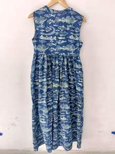 Qualité d'exportation 100% coton robe ample pour femmes Style indien Animal imprimé sans manches respirant dentelle naturelle inde - Product Image 5