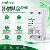 EBASEE OEM 63A 230V 2P 1P Monophasé Réinitialisation Automatique Protection Contre les Surtensions et les Sous-tensions Relais de Protection de Tension sur Rail DIN