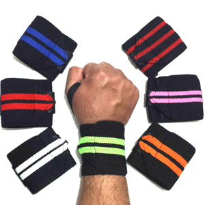 Bandes de maintien de poignet multicolores à rayures, élastiques, avec boucle pour le pouce, pour la musculation et l'haltérophilie (paire) - Product Image 1