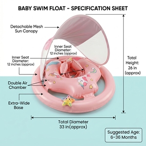 Flotador Inflable para Bebé con Toldo, Asiento <span class=keywords><strong>de</strong></span> Anillo <span class=keywords><strong>de</strong></span> Natación para Bebés, Doble Cámara <span class=keywords><strong>de</strong></span> Aire - Product Image 3