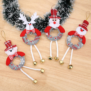 LINGKAI Santa Snowman <b>Reindeer</b> Bear Doll Pendant With Golden Bells Christmas Hanging Ornaments <b>Xmas</b> Tree Decor - Product Image 1